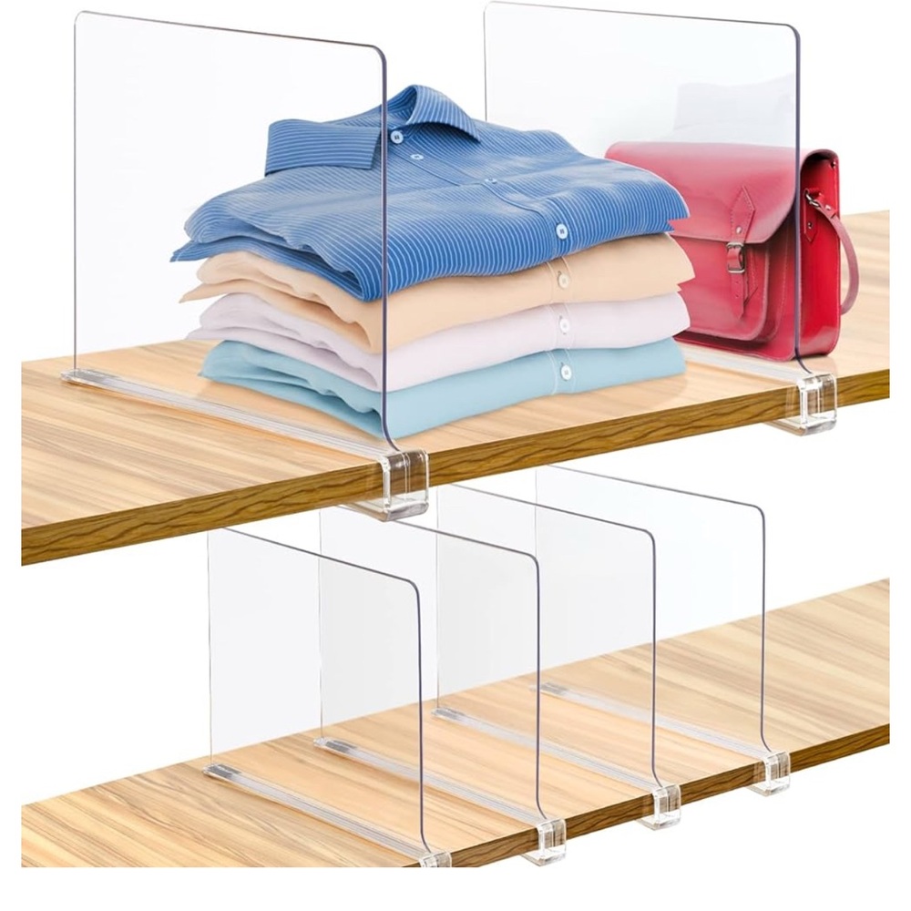 6 Pack Acrylic Clear Closet Shelf Dividers